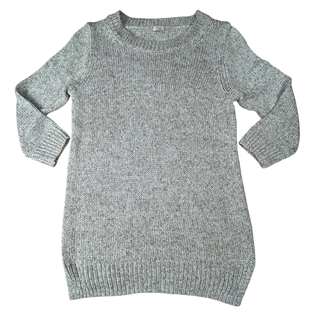 J.Crew Womens XS Beige Marl Knit Crewneck Longline Sweater Pullover fisherman